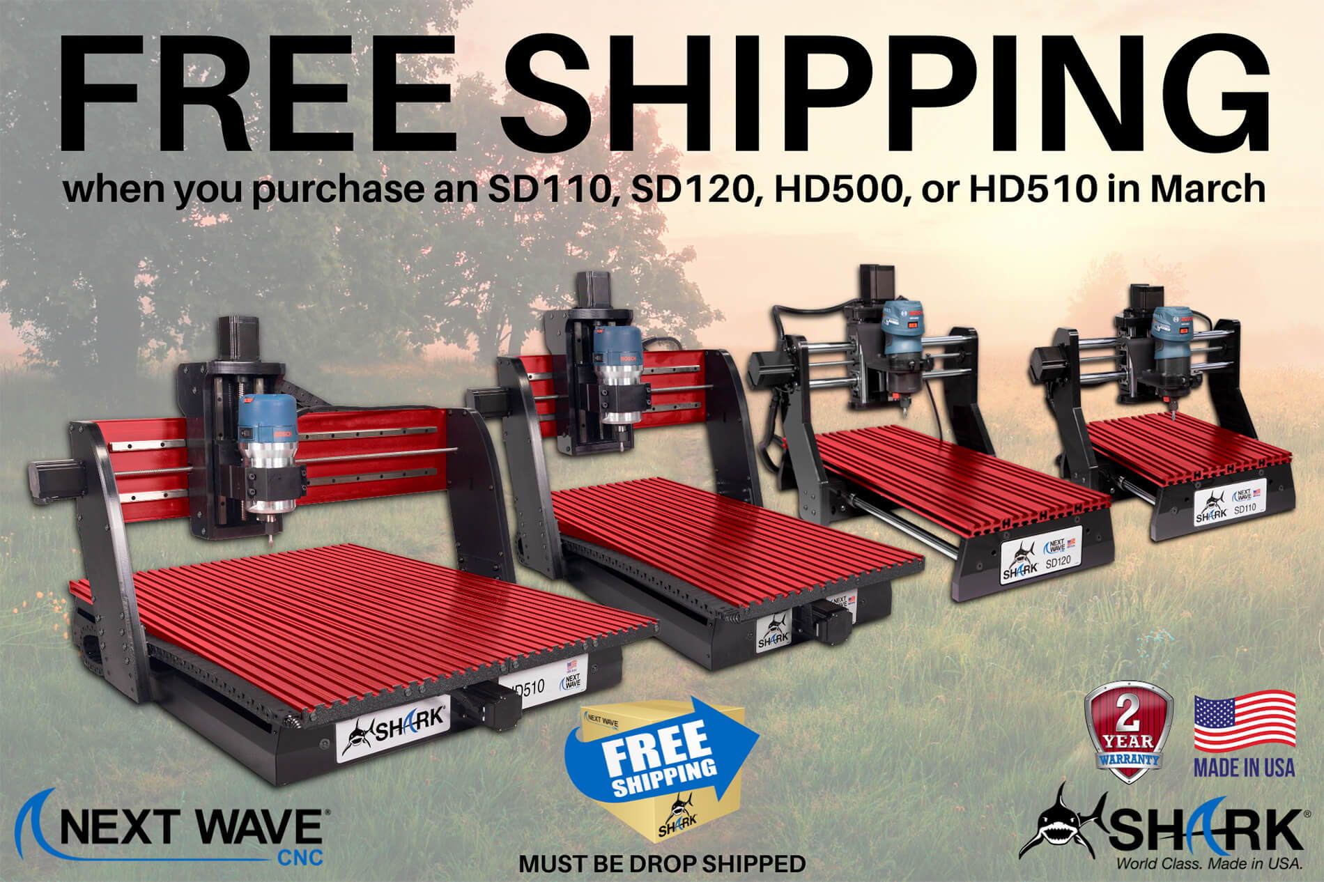 Free Shipping on select Shark NextWave CNC machines