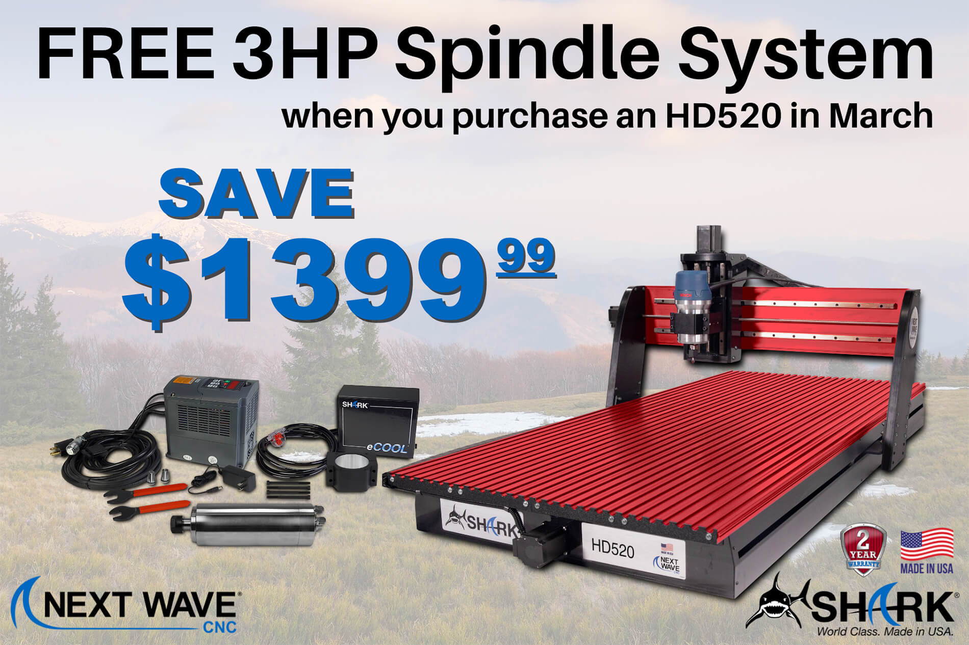 Free 3HP Spindle System with HD520 Purchase