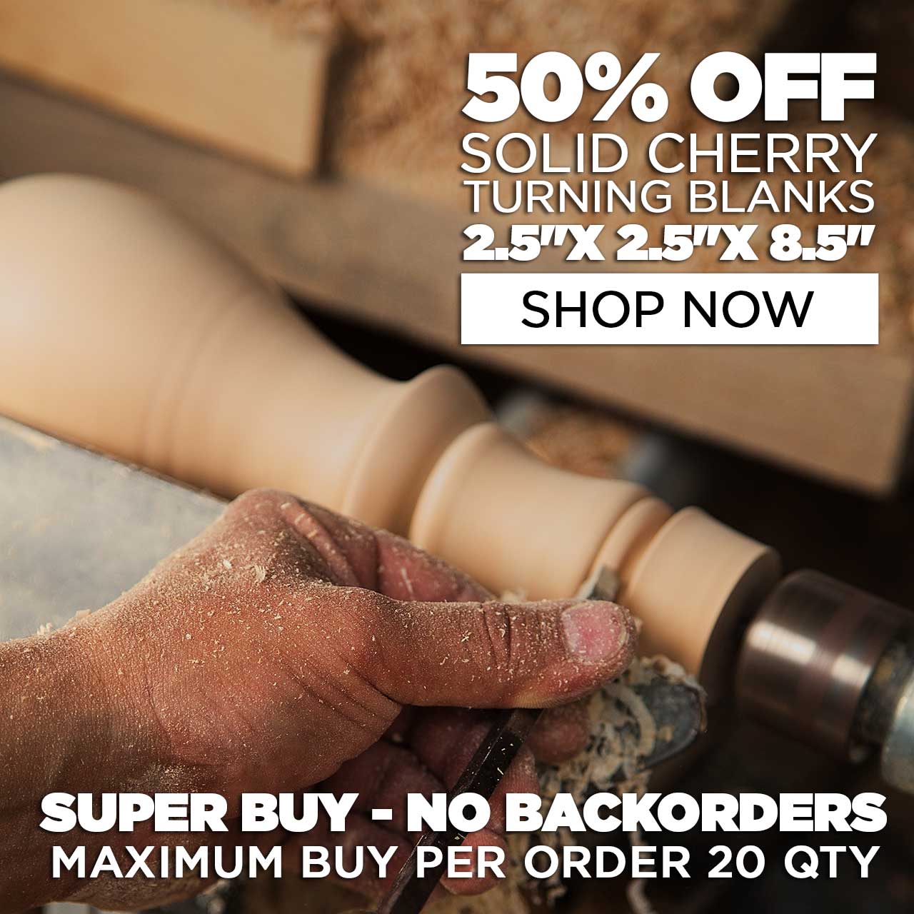 50% Off Solid Cherry Turning Blank 2.5"x 2.5"x 8.5"