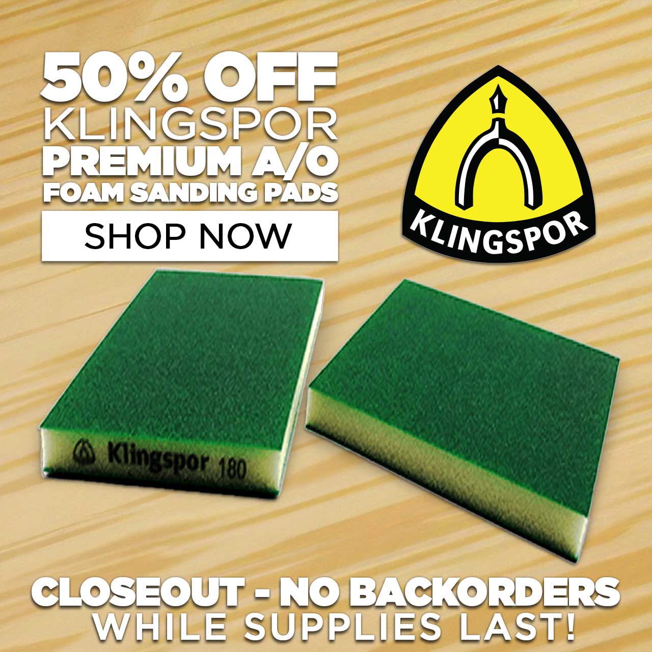 50% Off Klingspor Premium A/O Foam Sanding Pads