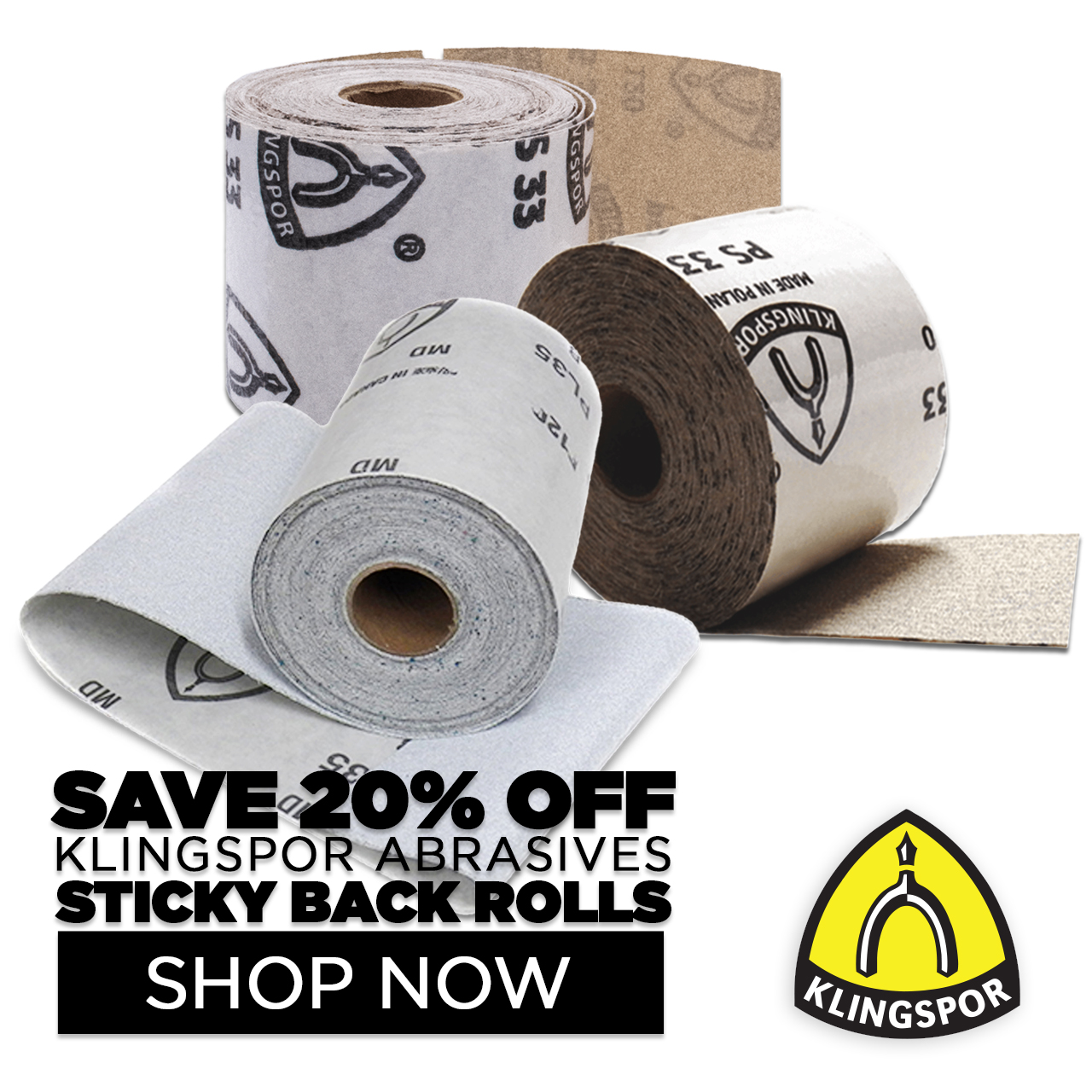 20% Off Klingspor  Abrasives PSA Rolls
