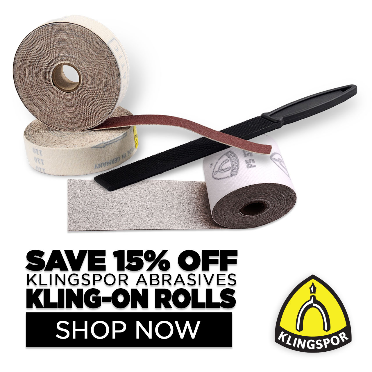 Save 15% 0n Klingspor Abrasives Kling-On Rolls